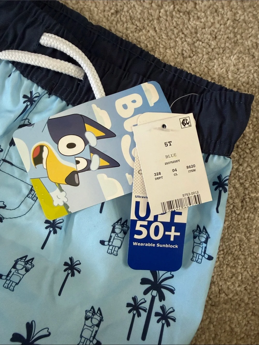 NWT Boys Bluey Swim Trunks with lining size 5T